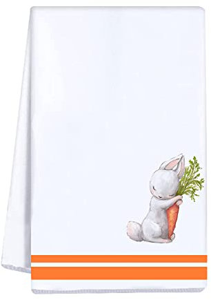 Toalla de cocina de Pascua, decoración de Pascua, regalos de Pascua, toallas de mano, huevos de conejo, zanahoria, paño de secado ultra absorbente, decoración de Pascua, decoración de mano de baño