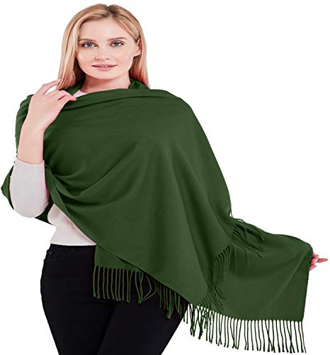 CJ Apparel Emerald Green 100% Cashmere Shawl Pashmina Scarf Wrap Stole Head Wrap Hand Made in Nepal