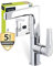 'aquaSu® Waschtischarmatur Montana, Kosten-sparende Kaltwassermittelstellung, Pop-Up-ventil, Keramikkartusche, Standard-Montage, Messingkern, verchromt, 798556