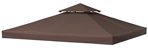 PJDDP Ersatzdach für Pavillon 3x3M, Doppelte Ersatzbezug Dachbezug für Garten Pavillon mit Kaminabzug, Wasserdicht Gartenpavillon-Ersatzdach, Wiederverwendbar Pavillon Abdeckung(Nur Oben),Braun