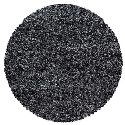 SIMPEX Wohnzimmer Teppich 160 cm Rund Hochflor Anthrazit - Moderne Einfarbig Meliert Design - Schlafzimmer Pflegeleicht Extra Weich Flauschig - Carpet Living Room Deko