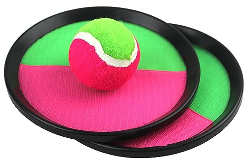 2 pz giochi all'aperto per bambini in velcro racchetta,Palline gioco di lancio in velcro per esterni da spiaggia con giardino, 2 pagaie e 1 palline per bambini, bambini, ragazze, adulti, famiglie