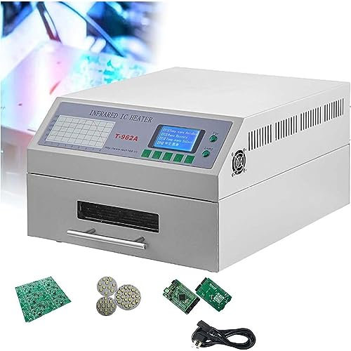 DPDZSW Four De Refusion 1500W, Machine à Souder par Refusion Automatique T962A 300X320mm, Machine à Souder à Chauffage Infrarouge à Circulation d'air Chaud pour Test De Soudure PCB SMT