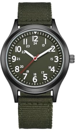 CIVO Herrenuhr 40mm Militär Armbanduhr Herren Wasserdicht Leuchtend 12/24 Stunden Sport Uhren für Männer Einfache Analog Army Grün Nylon Alltagsuhr, Geschenke für Männer