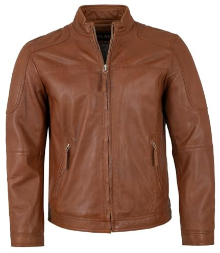 Jilani - Herren Echtleder Lederjacke Lammnappa Cognac