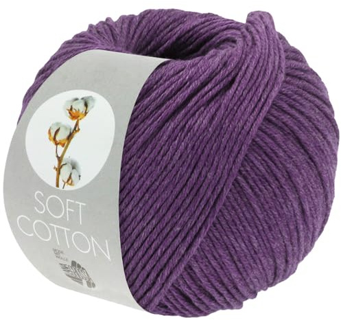 LANA GROSSA Soft Cotton | Weiches Baumwollgarn mit modernem Mikrofaseranteil | Handstrickgarn aus 70% Baumwolle & 30% Polyacryl | 50g Wolle zum Stricken & Häkeln | 140m Garn FB53