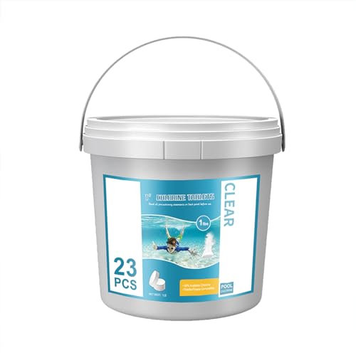 1lbs Chlortabletten für Pool,Chlor Tabs Pool Multifunktionale Pool-Reinigungstabletten Einzel 1Inches Chlortabletten Zubehör Reinigung(23pc x 23g)