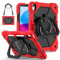 Funda para iPad de 10.ª generación de 10.9 pulgadas 2022 a prueba de golpes, mango giratorio de 360 grados, funda de silicona resistente, soporte y correa para el hombro, negro y rojo