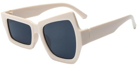 Goolecrimp Herren Damen Retro Mode Klassische quadratische Brille Unregelmäßige Sonnenbrille Karneval Gläser Personal isierte Picking Augenbrauen schrullige Sonnenbrille (Eine Größe,Aprikose)