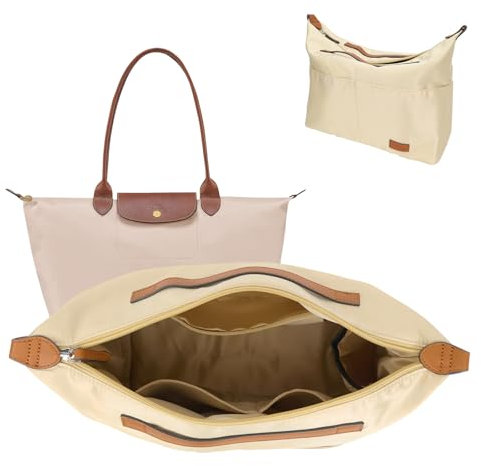 GADITIEK Organizer für Longchamp, Praktischer Tascheneinsatz für Longchamp Tasche Damen Tragetaschen mit langem Griff -L (Beige, L)