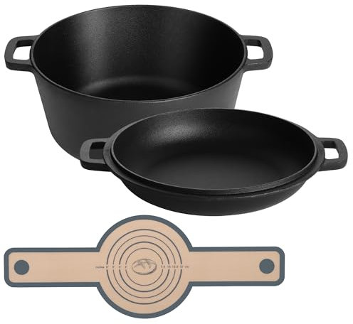 E-far Olla holandesa de hierro fundido de 5 cuartos con tapa, color negro