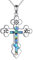 POPLYKE Orthodoxe Kreuz Halskette Sterling Silber Abalone Shell Retro Stlichen Orthodoxen Anhänger Halskette Religiösen Christlichen Schmuck für Männer Frauen