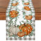 Tischläufer Herbst, Kaluofan 2024 Tischläufer 40x180CM, Tischdecke Herbst, Tischdeko Herbst, Herbstdeko Kürbis Home Decor, Gitter-Muster um Verschiedene Kürbisse für Tischdekoration (Small Pumpkin)