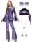 Ragelion Disco Outfit Damen,60er 70er Jahre Outfit Damen für Halloween Party mit Top Hose Zubehör (Lila, L)