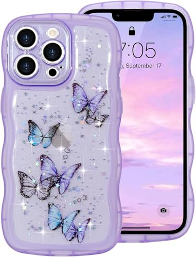 miyonsin Glitzer Hülle für iPhone 7/ iPhone 8 / iPhone SE 2020, Bling Glitter Schmetterling Stoßfeste Handyhülle für Frauen und Mädchen, Niedliche Glitzernde Schutzhülle für iPhone 7, Lila