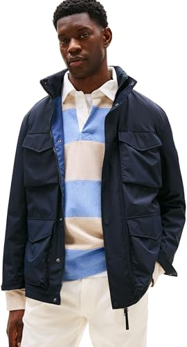 Tommy Hilfiger Herren Übergangsjacke Packable Field mit Brusttaschen, Blau (Desert Sky), XXL
