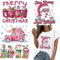 4 Sheets Christmas Iron on Transfers Stickers, Pink Santa Claus Heat Transfer Design Sticker Iron on Vinyl Patches, Xmas HTV Vinyl Iron on Decals for Clothes T-Shirt Hoodie Pillow DIY Craft Supplies