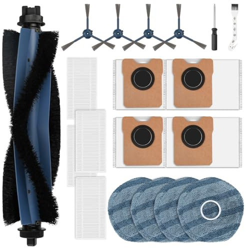 19 Pack Accessories for Eufy Omni C20 Robot Vacuum Cleaner, 1 Main Brush, 4 Dust Bags, 4 Mop Pads, 4 HEPA Filters, 4 Side Brushes, 1 Cleaning Brush, 1 Screwdriver