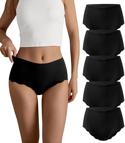 SHARICCA Nahtlos Slips Unterwäsche Damen Hohe Taille Bequeme Seamless Hipster Slips No Show Unterhosen Damen Panties Mehrpack ((Mehrfarbig-5P03-2XL)