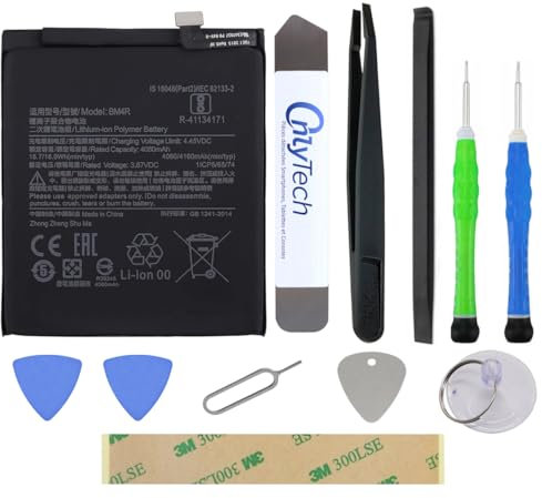 OnlyTech - Reparaturset Premium Ersatz-Akku BM4R für das Xioami Mi 10 Lite – 4160 mAh – identische Qualität mit 10 Werkzeugen und Klebstoff