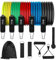 Resistance Band, Widerstandsbänder Set, 5 Fitnessbänder Expander Tube Bands, Fitnessband mit Großem Griff Knöchelriemen Türankerbefestigung Tragtasche, Ideal für Pilates Krafttraining Physiotherapie