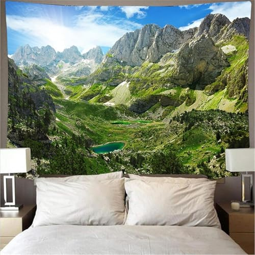 Wandteppich Berg 250x300 cm Groß Wandteppiche Natur 3d Druck Wandbehang XXL Tapisserie Wandtuch für Wohnzimmer Schlafzimmer Wohnheim Wanddeko a-3478