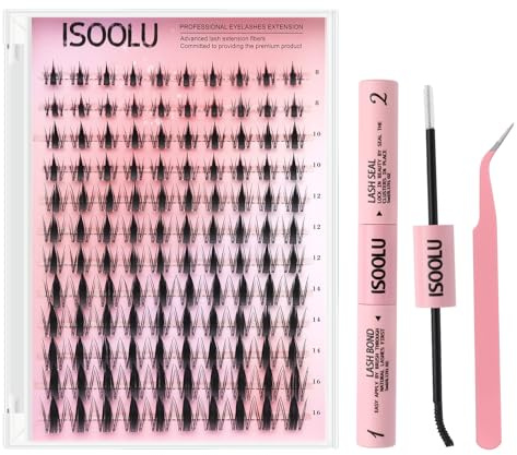 ISOOLU Lash Clusters Manga Individual Lashes Wispy Eyelash Clusters WideSpan Eyelash Extension Kit with Lash Bond and Seal Wet-Look Spiky Cluster Lashes(Fairy kit)