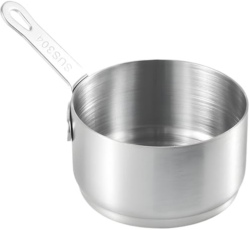 Mini -Sauce -Pfanne, 60 ml Edelstahl -Saucepfanne, Nicht -Staber kleiner Topf, hängende Mini -Topf mit Griff für heiße Milch, Kaffee, Butterküche