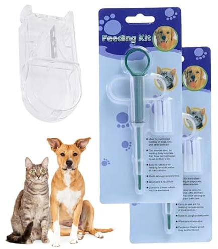 2 Pieces Pet Pill Popper and Dispenser, Reusable Soft Tip Tablet Syringe Feeder for Cats and Dogs, Animal Medicine Administrator with Pill Storage Box, Essential Pet Feeding Tool Accessories