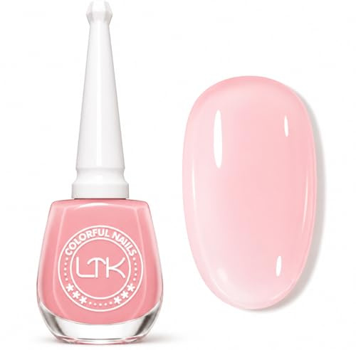Jelly Pink Nail Polish - Translucent Pink Nail Varnish 11ml, Sheer Ice pi nk Nail Paint, Quick Dry Glossy Nail Polish,Breathable Long Lasting Nail Varnish for Manicure Nail Art DIY Home