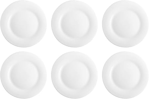 pcmoviles - Pack de 6 Platos Llanos de Postre Modelo Elba | Fabricados en Vidrio Opal | Resistentes y Elegantes | Apto para Lavavajillas y Microondas | Ø 20 x 2 cm