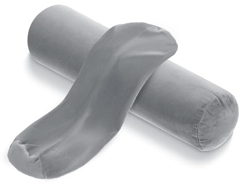 2 Pcs Cervical Neck Roll Pillow Cover, Round Soft Bolster Pillow Covers with Hidden Zipper, Neck Roll Pillowcase Cylinder Pillowcases for Cylindrical Cushion, Pillow-Case Only (16 x 6 Inch, Gray)
