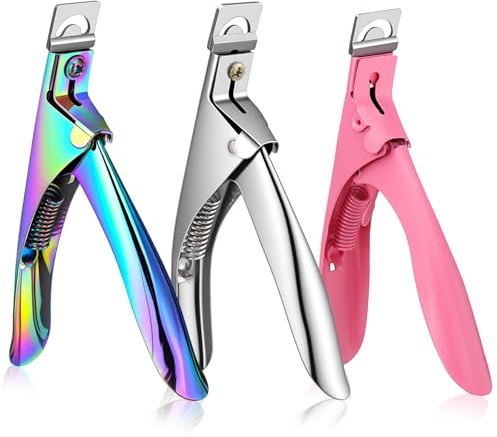 Guduling 3 Stück Nagelknipser Gelnägel, Kunstnagel Knipser, Nail Clipper Acrylic, Künstliche Nagelknipser aus Edelstahl für Acrylnägel,Gelnägel,Maniküre Werkzeug, Tip Cutter Gelnägels, 3 Farben