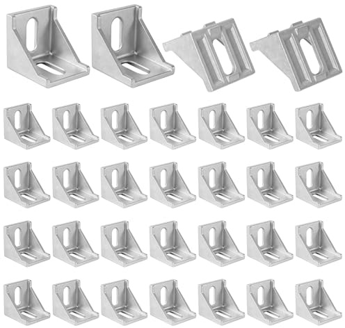 32 Stück Aluprofil 40x40 Nut 8 ALU Winkelverbinder,Befestigungsmaterial Winkel Befestigung, 90 Grad Alu Winkel Edelstahl Winkelverbinder, für Strebenprofil, Regale, 3D-Drucker, DIY-Projekte