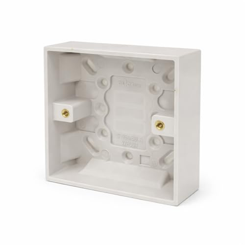 JD Brands Surface Pattress Box 1 Gang 30mm Deep | Surface Mount Back Box for Sockets & Switches | White Electrical Back Box (1 Pack)
