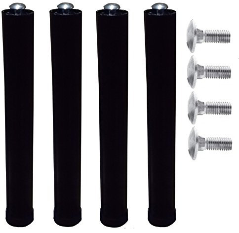 DOLCI SOGNI Set 4 Piedi Letto, Piedi per Rete a Doghe Universali, Fissaggio Bullone M10, Gambe Letto in Acciaio Nero, Altezza 30 cm, Piedini letto Matrimoniale e Singolo, 100% Made in Italy