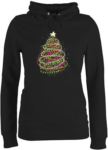 Pullover Damen Hoodie Frauen - Weihnachten Geschenke Christmas Bekleidung - Abstrakter Weihnachtsbaum - XL - Schwarz - weihnachtshoodie weihnachtspullis weihnachtsmotiv Christbaum Hoody
