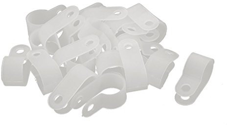 sourcing map 20pcs Nylon R Typ 1/2 13,2mm Kabelklemme Draht Clip Kabelband Verschluss weiß de
