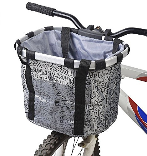 Redlution Bicycle Aluminum Alloy Frame Basket, Silver - Handlebar Mount, Canvas, Oxford Cloth