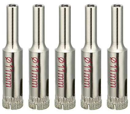 sourcingmap 5PCS 11mm Diamond Coated Hole Saw Drill Bits for Glass Ceramic Tile Marble Rock Porcelain Bottles Pots Brick