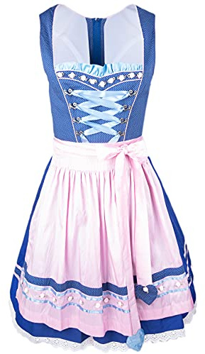 Krüger Dirndl Shiner 50er Länge vers. Farben MADL Kollektion (32, hellblau rosa)
