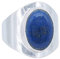 mantraroma Ring Damen Silber 925 Lapis Lazuli Edelstein blau schlicht groß modern