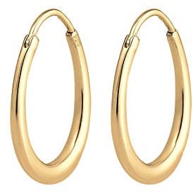Elli Ohrringe Damen Creole Hänger Geo Basic Oval in 925 Sterling Silber vergoldet
