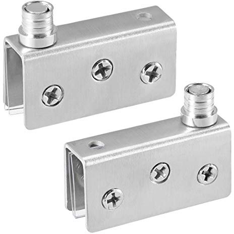 sourcing map Adjustable Glass Door Hinges Clamp，Stainless Steel Cabinet Pivot Hinge Clip for 8-10mm Thickness Glass 52x16x26mm, 1 Pair