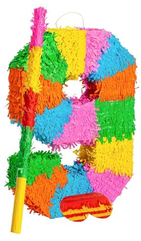 Fax Potato Nummer 9 Ausklappbare Piñata Set mit Stock & Augenbinde - Mehr Stick - 1x Füllen Sie Ihr Eigenes Mexikaner Kinder Mädchen Jungs Geburtstagsfeier Parteien Spiels Dekorationen Bausatz