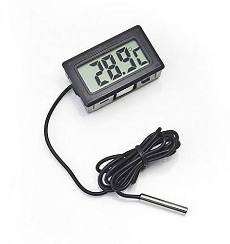 Sensor de Temperatura LCD Frigorífico Termómetro de Temperatura Acuario Termómetro Pantalla Digital Termómetro Fuerte Rango de Temperatura Antiinterferente -50~110°C(Negro)