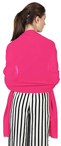 World of Scarfs Chiffon Scarves Shawls Wraps for Wedding Party Special Occasions Big Size 90 x 190 Cms (Hot Pink)