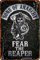 Cimily Sons of Anarchy Fear The Reaper Zinn Retro Zeichen Vintage Poster Plakette Wanddekoration für Bar Cafe Garten Schlafzimmer Büro Hotel 20X30 cm