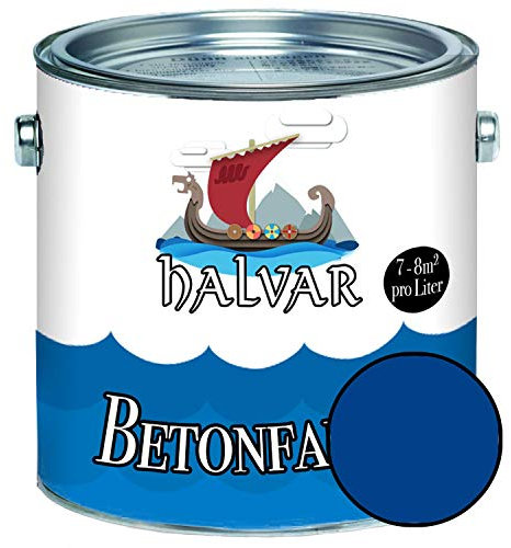 Halvar Betonfarbe/Bodenbeschichtung SEIDENMATT Blau RAL 5000-5024 Fassadenfarbe (5 L, RAL 5002 Ultramarineblau)