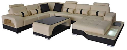 JVmoebel Leder Sofa Moderne Couch Polster Design Wohnlandschaft + Tisch Eck Couchen Sitz